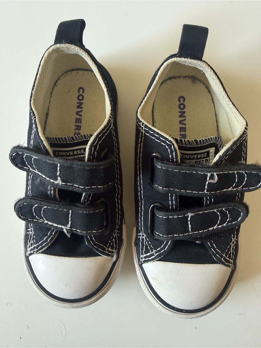 Converse Kids Black and White Velcro Canvas Sneakers